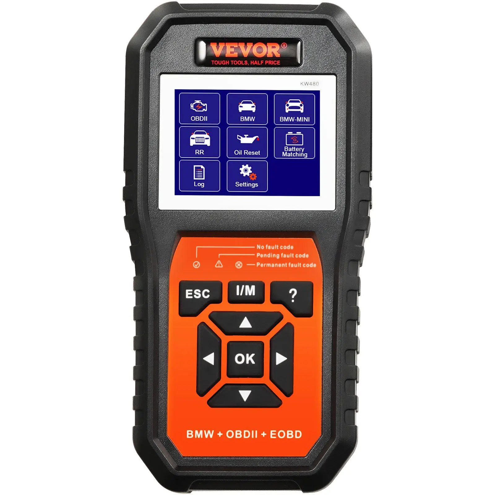 VEVOR BMW OBD2 Scanner Diagnostic Tool, For BMW/Mini/Rolls-Royce, Full System Diagnostic Scan Tool, 12 Special Functions, Car Read Code Reader with CBS SAS EPB ECM DME/DDE Oil Reset Battery Matching