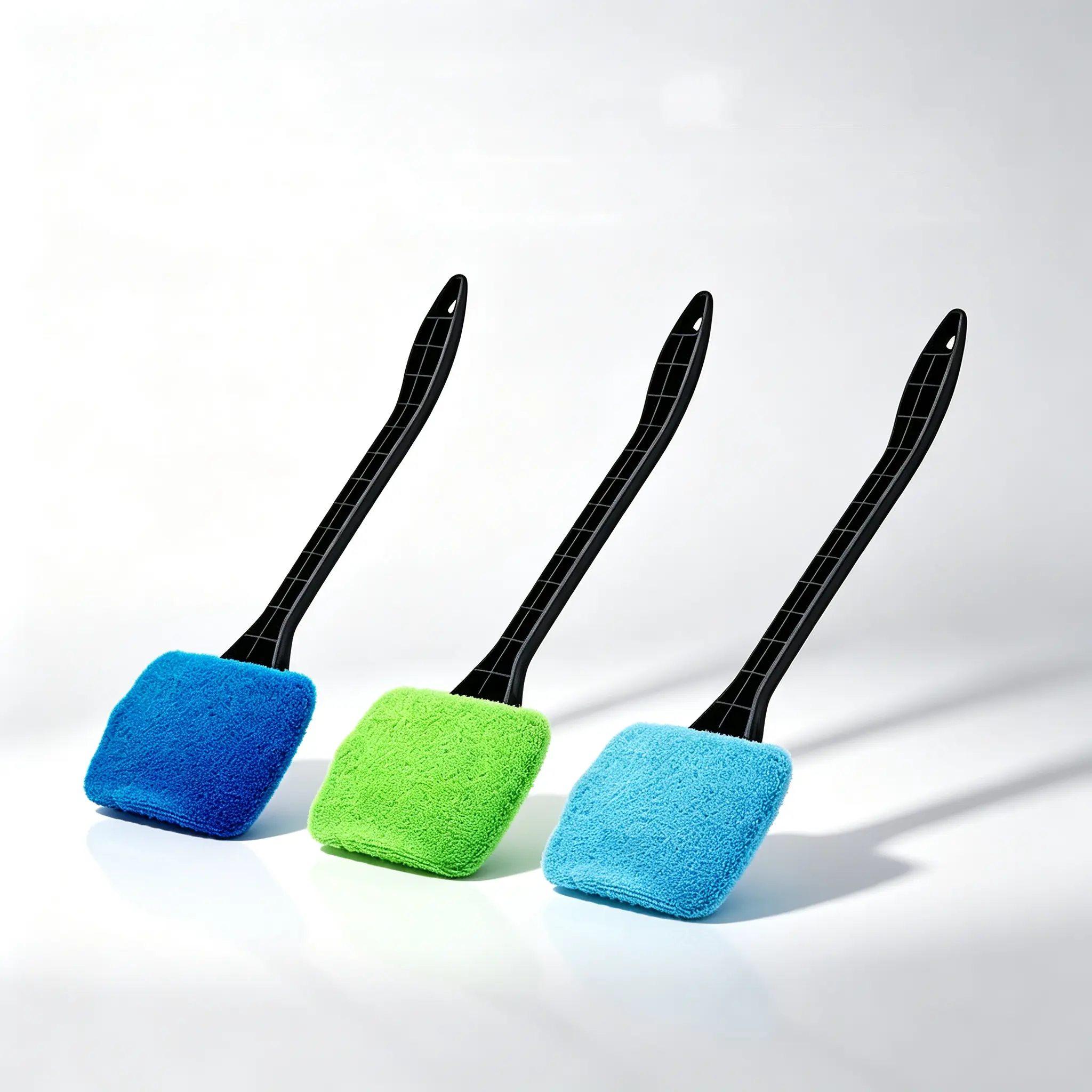 3-Pack Windshield Cleaner Kit - Car Screen Cleaner with Detachable Long Handle Head, Brush, Squeegee, Scrubber, Microfiber Pad, Washable Reusable Pad, for Car Window & Reach Base Windows Home Care Supplies