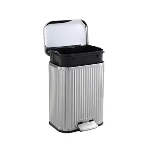 5/12/20/30/50L Stainless Steel Trash Can with Soft Close Lid Rectangular Step Garbage Bin with Removable Inner Bucket Fingerprint Proof Waste Basket for Kitchen Bathroom Bedroom Office Toilet Home Organization 1.3 to 13 Gallon