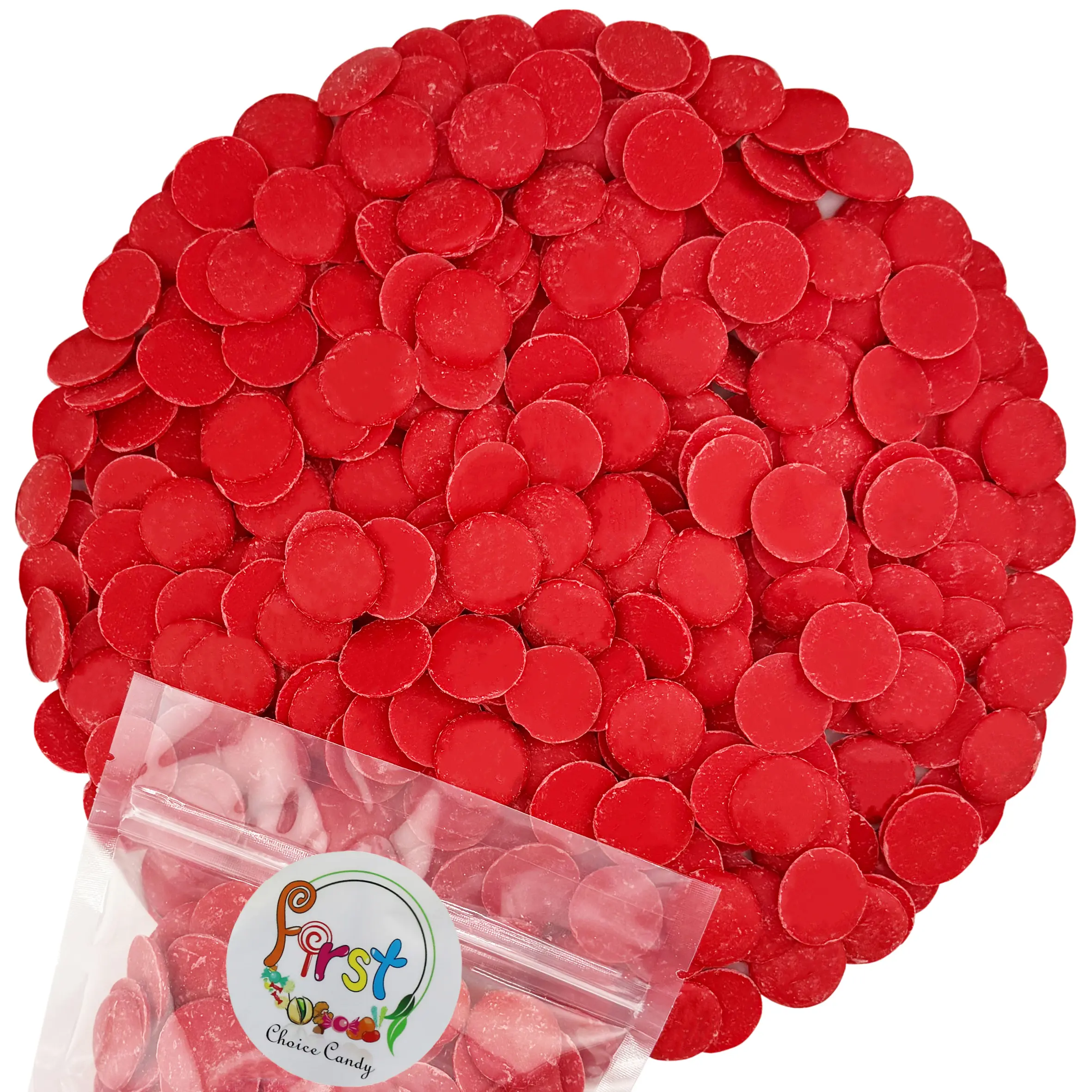 RED CHOCOLATE MELTING WAFERS 1 LB BAG