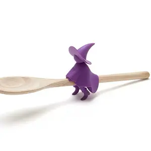 Vintage Spooky Silicone Witch Utensil Holder - Mini Halloween Figurine Ornaments, Cute Kitchen Gadget for Spoon & Pot Lid Storage, Creative Holiday Gift