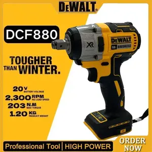 DEWALT DW880 20V Brushless Motor Impact Wrench, Lithium-Powered High Torque High Speed Tool with Detachable Tire Disassembly Function, Work Light & M18 Fuel Cordless Drill Set, 20V Power