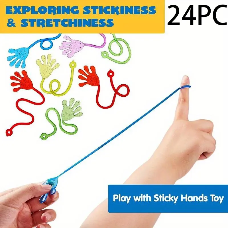 24pcs Sticky Hand Party Gift, Creative Prank Gift, Extreme-Stretch Bent Tube Pop Tube Stress-Relief Toys, Party Table Decorations and Christmas Gifts, Handheld
