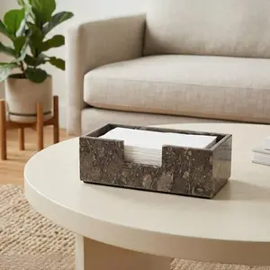 Elborse Marble Tissue Box Cover 10 x 5 inch Handmade Decorative Tissues Box Holder for Office Desk & Bathroom Counter Organizer, Rectangle Napkin Holder for Home Decor