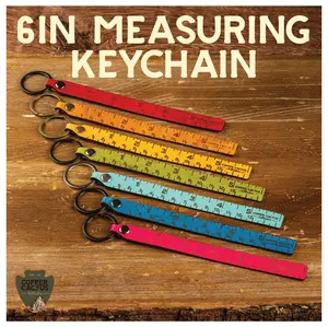 6in Measuring Keychain - Leather Key Fob with Inch Marks from 1-6.