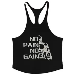 High Fashion Printed Fitness Vest Men's Sports Sleeveless Shirt, Cotton Summer Bodybuilding Stringer Vest Gym Clothing
