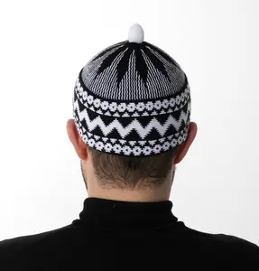 Men's Premium Islamic Haji Knitted Kufi - Black