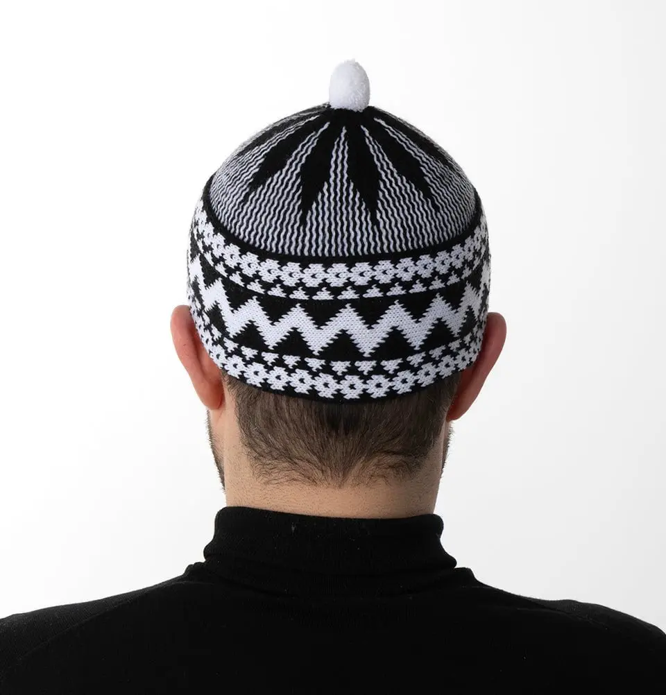 Men's Premium Islamic Haji Knitted Kufi - Black