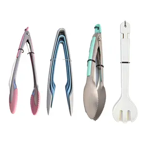 6Pcs Kitchen Tong Heat Resistant Perfect for Cooking  Food,Salad and BBQ  Non Scratch Silicone Tip for Pans, Strong Grip, Grab Food, Toss Salad, Air Fryer, Pull Lock