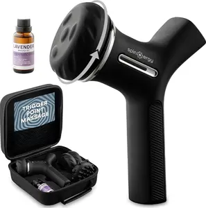 LifePro Spinergy Rotating Massage Gun – Lymphatic Drainage | Lavender Oil Included | Mimics Manual Massage | Non-Percussion | 4 Heads