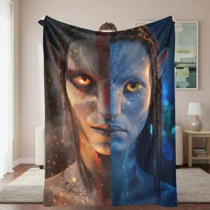 Fantasy Elf Dual Element Fire and Ice Flannel Blanket, Vibrant Artistic Print, Soft Lightweight Warm Fuzzy All Season Fantasy Character Blanket for Bedroom Decor, Holiday Gift, All Season Blankets, Fantasy Character Blankets