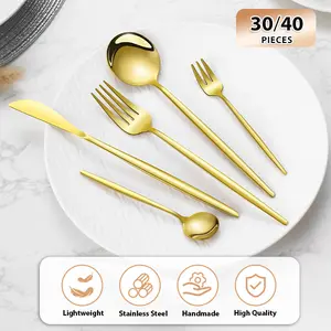30/40-piece stainless steel dinnerware set, ideal for large gatherings, dishwasher-safe stainless steel tableware, stylish dining set