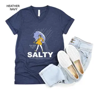 Funny Salty Girl Shirt | Women Graphic Tee Vintage Style Soft Cotton T-Shirt | Gift for Her | V Neck & Crew Neck