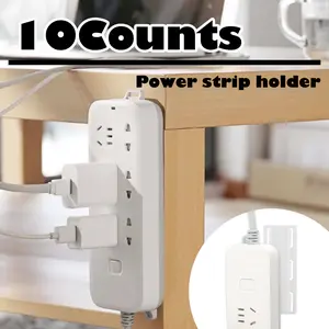 10 Counts Self Adhesive Power Strip Holder, Punch-free Installation without Extra Tools,Organize the Messy Cables to Reduce the Risk of Tripping,Random Color