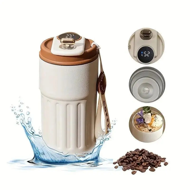 2026 Upgrade Smart Temperature Display Stainless Steel Vacuum Insulated Tumbler 450ml Portable Travel Mug for Hiking Camping Gift Idea,UU