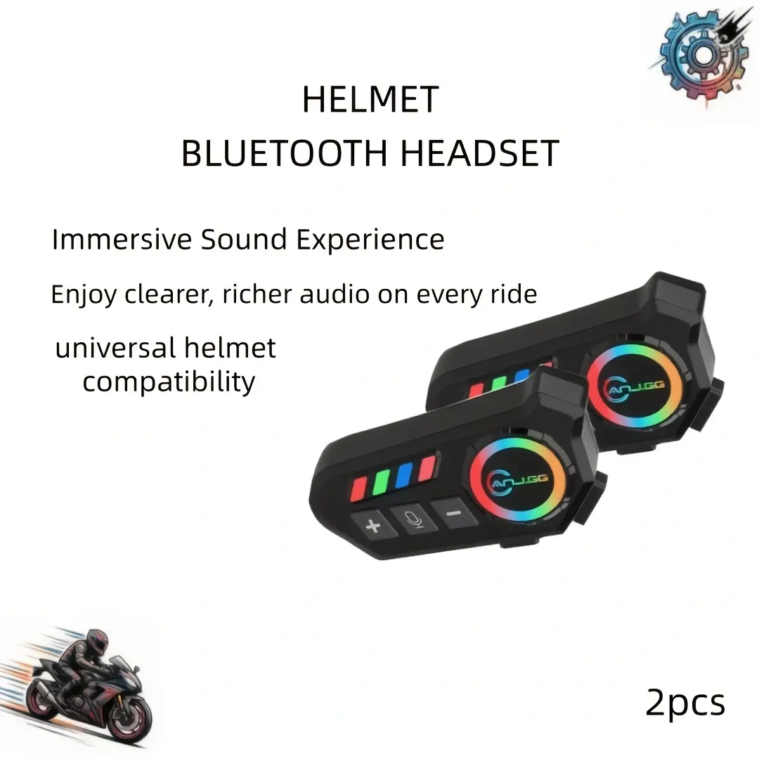 2-In-1 Microphone Riding Intercom Motorcycle Helmet Headset Dual-Mode Dual-Channel Simultaneous Music Listening Motorcycle Helmet Headset Riding Headset 2-Person Intercom