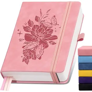 Lined Journal Notebook 365 Pages, A5 Leather Hardcover Notebook for Writing Women & Men, 100GSM Thick Paper, Daily Journal for Travel Work School Note Taking, College Ruled