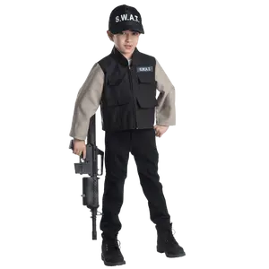 S.W.A.T Role-Play Costume Set For Kids | Special Forces Police Role Play Costume Jacket with Zipper & Embroidered Cap - Birthday, Pretend Play Fun & Cosplay Dress Up - Gift For Kids
