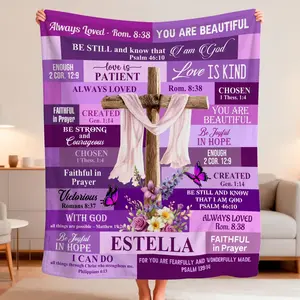 Custom Bible Verse Christian Blanket - Personalized Inspirational Name Blanket, Soft Religious Prayer Throw, Mother's Day Gifts for Women,summervibes