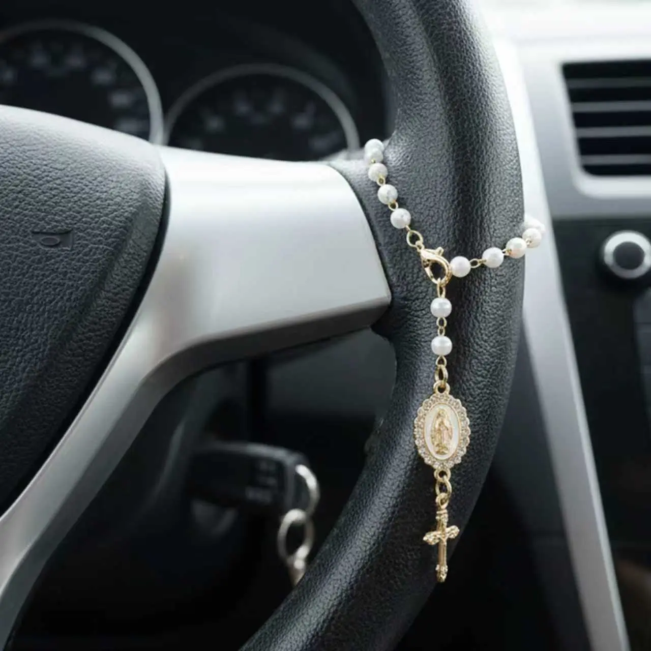 Steering Wheel Rosary Charm Accessory - Rosary CarCharm Accessory-Car Accessory Charms-CarDecor father's day gifts Car Hanging Decoration Car Interior Accessory Car Interior Decorative Car Decorations