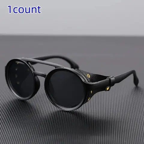 Men's Retro Round Frame Polarized Full Rim Sunglasses - Nylon TR90 Edgy Hipster Style Windproof Fashion Shades, Trendy Unisex Eyewear Fashion for Fishing, Cycling