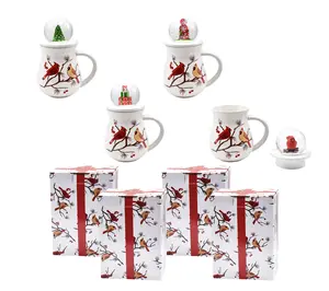 Temp-tations Set of (4) 16-oz Mugs with Snow Globe Lids & Gift Boxes