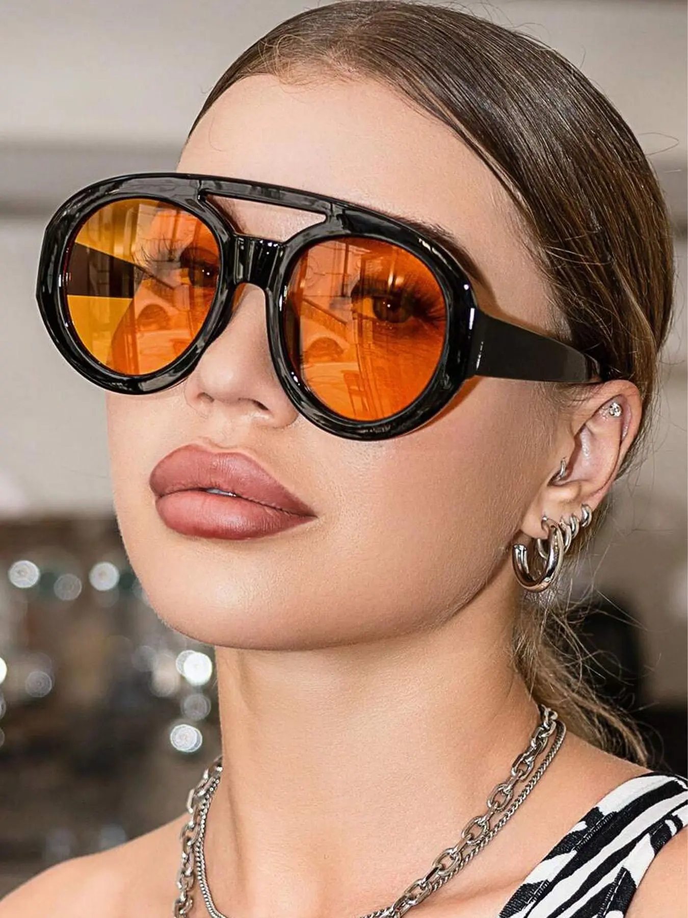 Unisex Vintage Round Frame Sunglasses, Round Shape Sunglasses, Trendy Casual Sunglasses for Everyday Use, Fashion Accessories for Outdoor Activities, Sunglasses, Street Style Shades