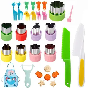Vegetable Cutter Shape Set, 24pcs/set Stainless Steel Mini Biscuit Cutter, Fruit Stamp Mold, Kitchen Cutting Tools for 4 Year Old Girl Boy, Baking Utensils, Bakeware
