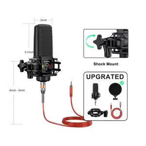 Teanlamp microphone microphone for podcast video, streaming, condenser microphone, microphone stand, compatible with PS4/5/PC, optional P15/PK PRO/BM800