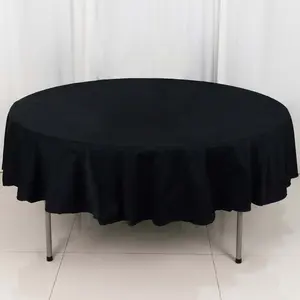 100% Cotton Round Tablecloth 90" Black Linen - Soft & Breathable Table Cover for Stylish Tablescapes