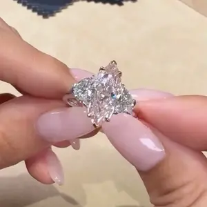 Maxine CZ 6.0ct Pink Stone Marquise Cut Engagement Ring,5A Cubic Zirconia Women's Ring Jewelry,Promise Ring for Daily,Travel,Proposal,Wedding,Birthday,Anniversary