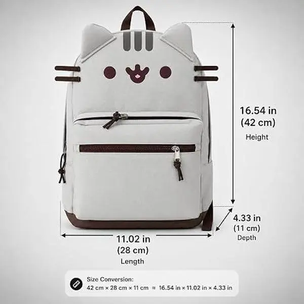 Cat Face Backpack Cute Cat Ear Backpack, Lightweight Kawaii Casual Travel Daypack with Multi Pockets Grey