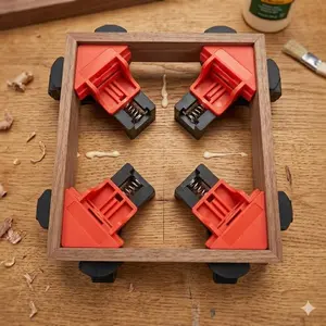 Professional Adjustable Woodworking Clamps, Heavy-Duty 90-Degree Angle Fixing Tool Kit, Anti-Slip Precision Corner Clamp Set for Cabinet Door Frame Assembly, Picture Frame Aquarium DIY Woodworking & Repair Essentials