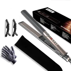 Hair Straightener / Curler 2-in-1 Titanium Ceramic Flat Iron with Heat-Resistant Silicone Design, Reduces Frizz for Smoother, Shinier, Silky Straight Hair Hair Straightening Iron