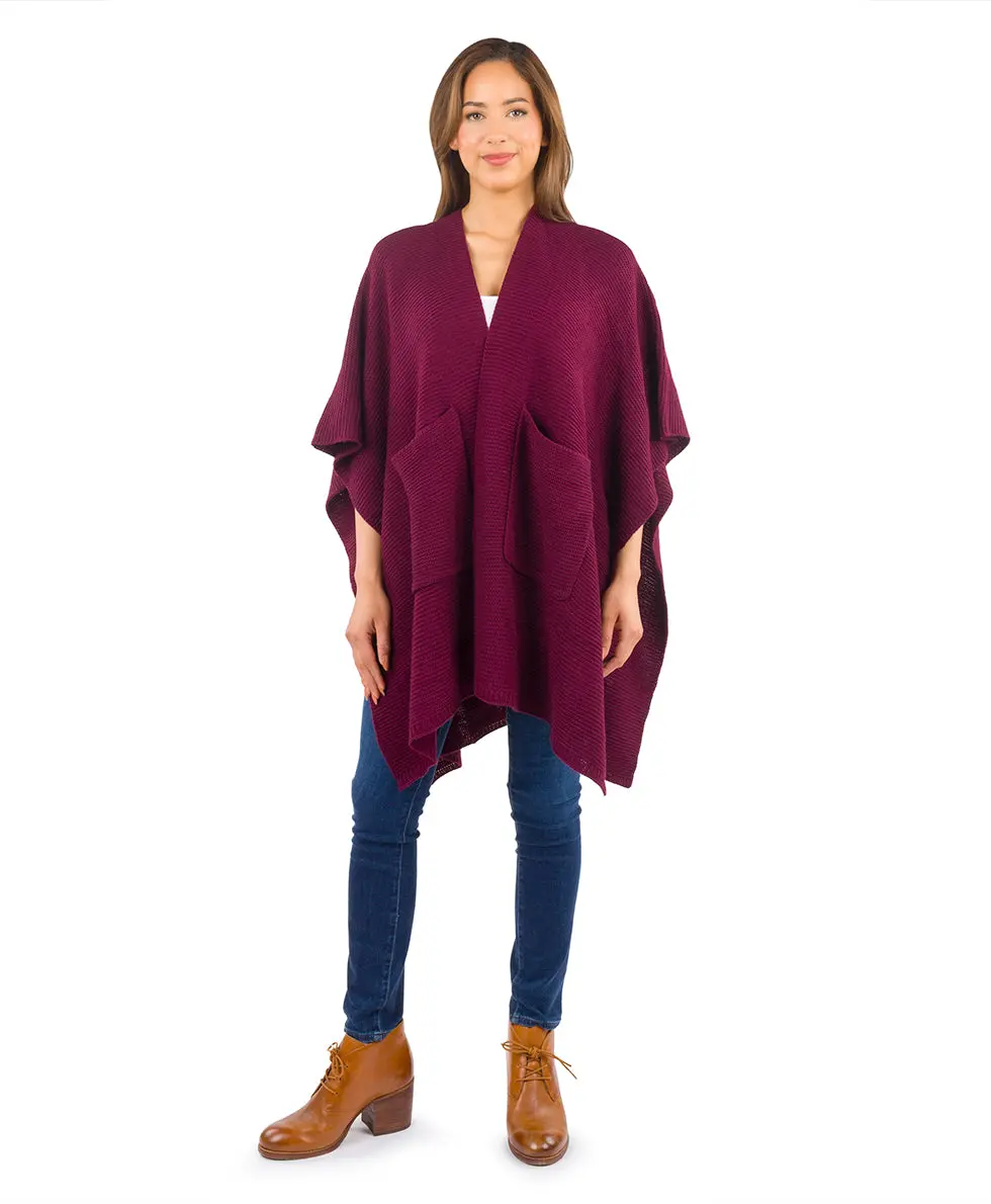 Woven Shawl with Pockets | Classics  | Plum