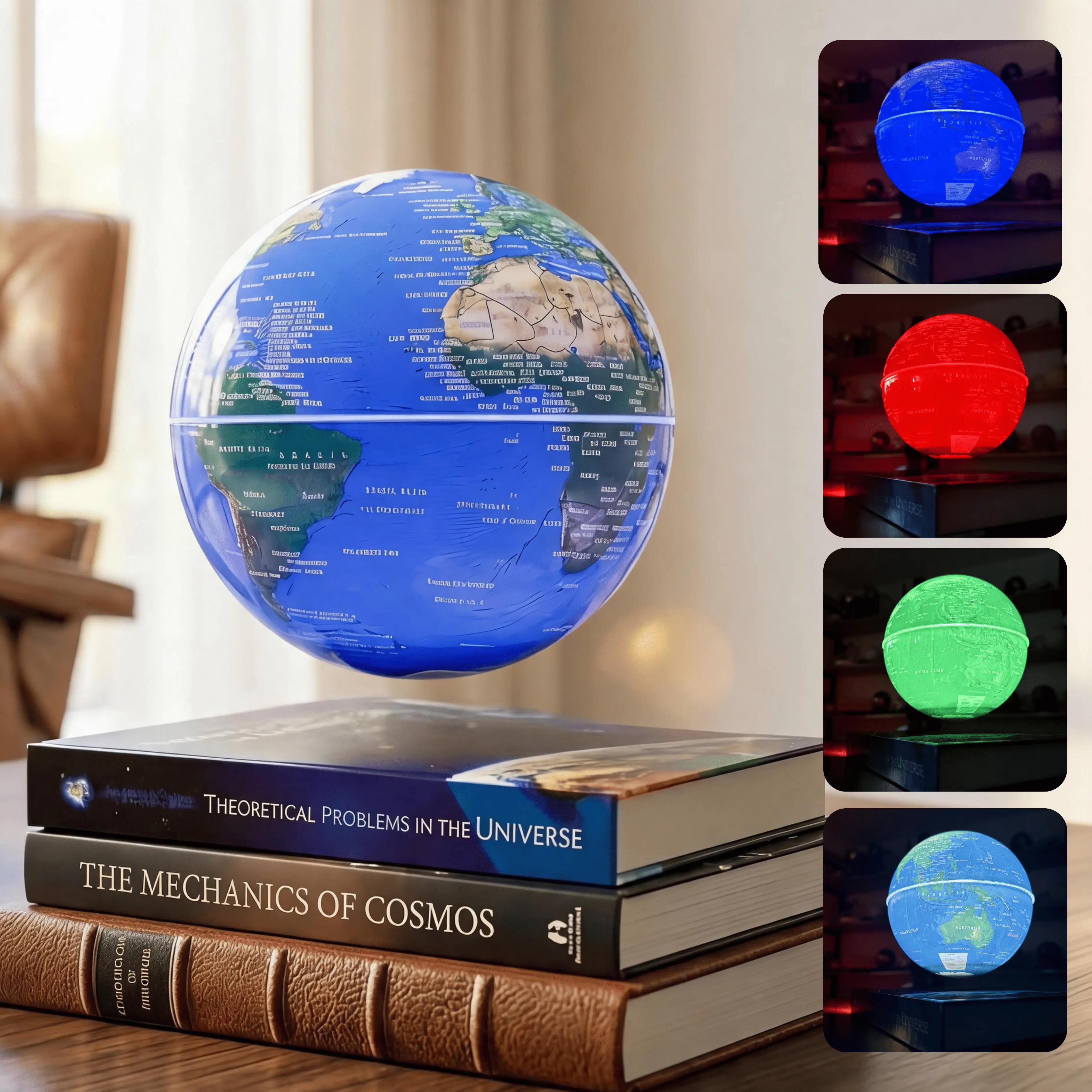 MAGECMOON Magnetic Levitation Book Globe Floating Ball for Learning (Book Does Not Illuminate) LED Light for Bedroom Gaming Desktop 3D Color Changing Self-Rotating Night Light for Elementary and Middle School Students Boys Girls Father’s Day Holiday Gift