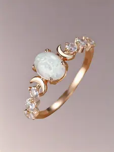 Summer Oval Shaped Artificial Gemstone & Rhinestone Decorated, Oval Halo Ring, Gifts for Her, Wedding & Engagement Jewelry Gift for Women, Wedding Rings
