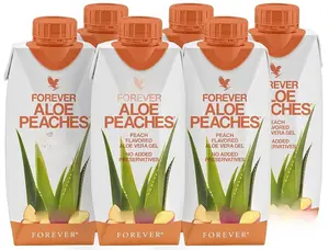 Forever Living Forever Aloe Peaches - Peach Flavored Aloe Vera Gel - Supports Digestion & Immune System - Vegan Gluten-Free - 6 Packs Healthcare Dietary Edible Vitamin Supplement