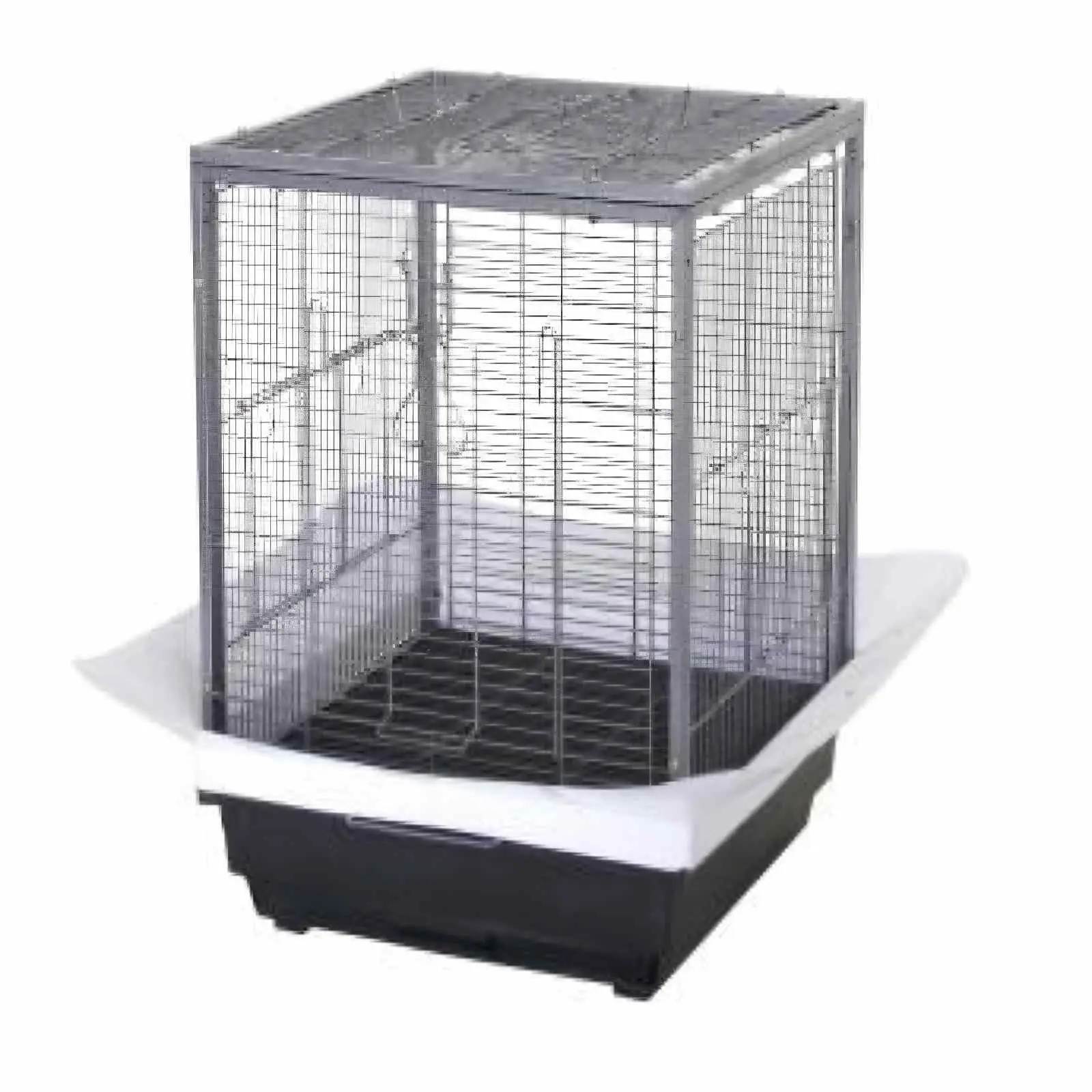 Portable Metal Bird Cage with Detachable Divider & Roller Base, 2-in-1 Travel Aviary for Parakeets Cockatiels Budgies Conures, Removable Tray for Easy Clean, Mobile Pet House with Playground Stand & Perches, Indoor Outdoor Use, Black