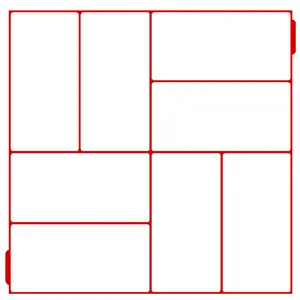 16"x16"x1.55" Concrete Mold with 8 Identical Rectangular Grids in Pattern