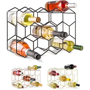 Countertop Wine Rack - 14 Bottle Freestanding Modern Black Metal Small - 3 Tier Tabletop Wine Holder Stand for Cabinet, Pantry - Wine Racks Countertop - No Assembly Required