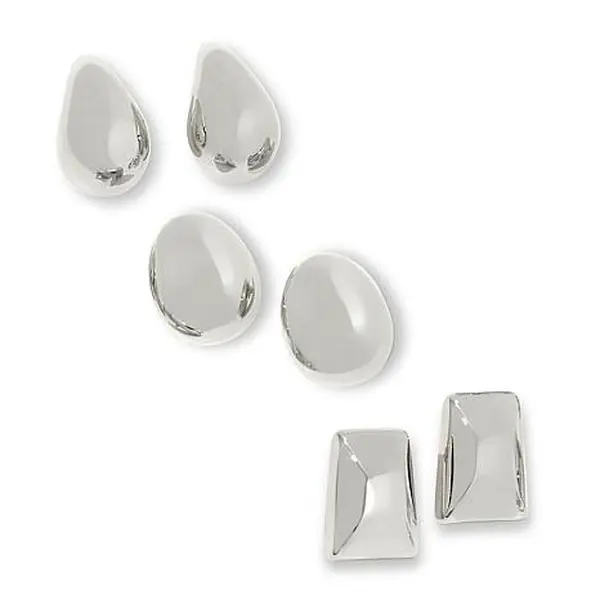 Bellezza Bronze Large Puffy Button Stud Earrings 3-piece Set