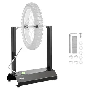 VEVOR Carbon Steel Motorcycle Wheel Balancer & Truing Stand, 88.2lb Capacity, 32-in Wheel Diameter, Adjustable Centering Cones, Truing Pointer, Balancing Tool for Most Motorcycles