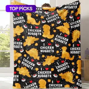 Chicken Nugget Pattern Flannel Blanket, 1 Count Soft Comfortable Throw Blanket, Warm Napping Blanket for Home Office Travel Camping