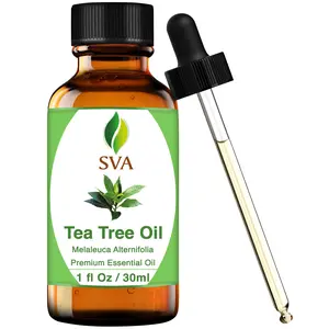 SVA Organics 100% Natural Tea Tree Essential Oil - 1 Fl Oz with Dropper - for Aromatherapy Diffuser, Skin & Hair Care, DIY Soap & Candle Making