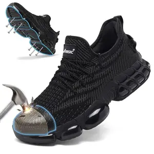 Steel Toe Cap Hiking Safety Shoes for Men & Women, Lightweight Outdoor Sports Work Boots, Puncture Resistant Non-Slip Sneakers with Memory Foam Insoles