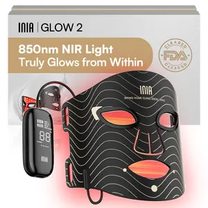 INIA GLOW 2 Red Light Therapy Mask , 4 Light Modes with 850nm NIR, 2600mAh Rechargeable LED Face Mask for Skincare at Home and Travel, Best Valentine's Day Gift for Her