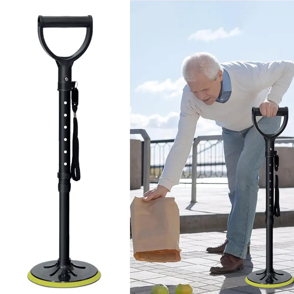 Adjustable Standing Mobility Aid Tool, 7-Level Portable Stick with Metal Frame & Aluminum Alloy, Elderly Lift Assist Equipment with Detachable Strap for Stand-Up Support