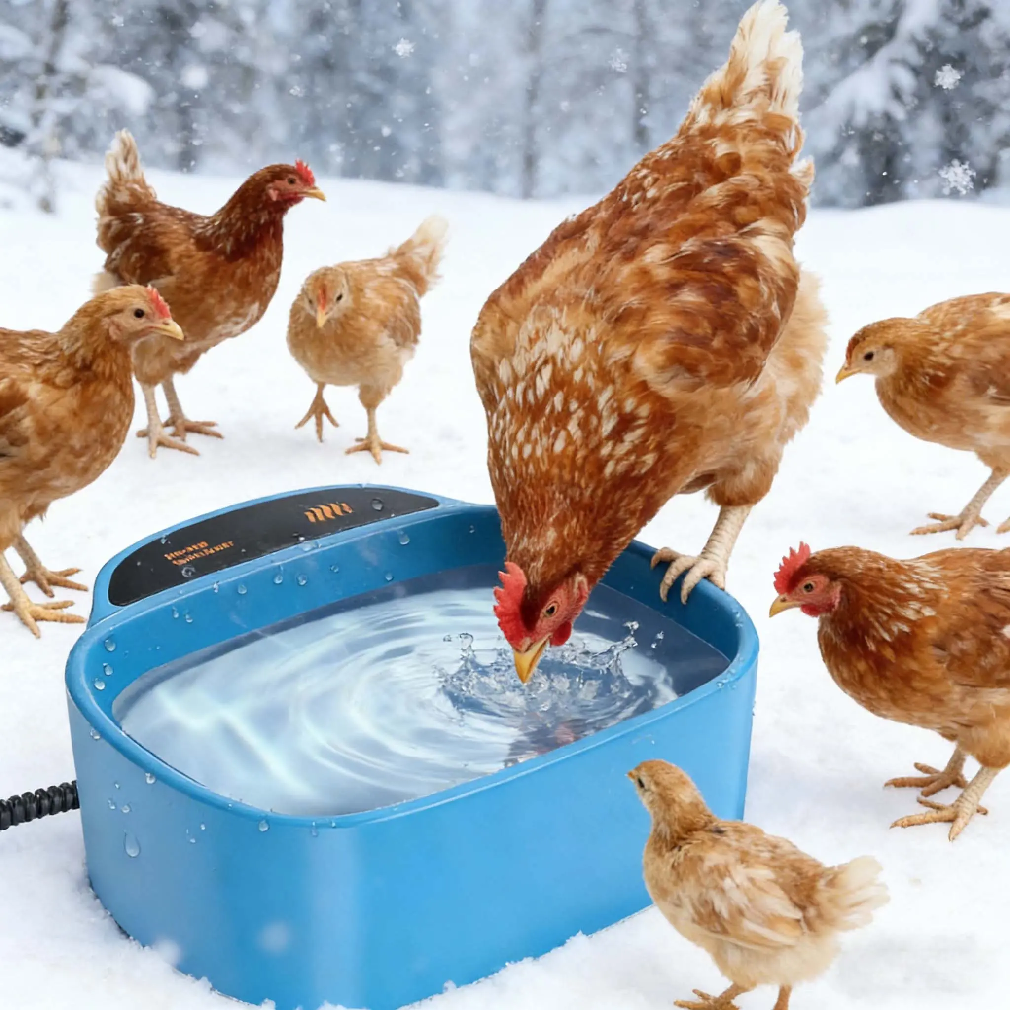 【2026 Upgraded】EVEREASY Heated  Bowl for Chicken, Dog & Cat, Outdoor Heated Dog Bowl Provides Drinkable  & Food in Winter, Heated Pet Bowl for Outside, Smart Thermal-Dish for Rabbit, Chicken, Duck, Rabbit, Chicken, Squirrel (88 OZ) drinking water