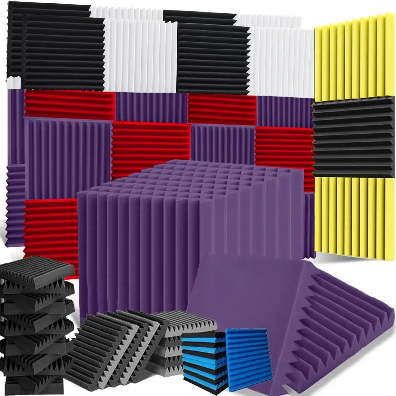 12-24 Packs Acoustic Wedge Foam Panels, 1"x12"x12" Noise Cancelling Soundproofing Panels for Home Office, Recording Studio, Control Rooms